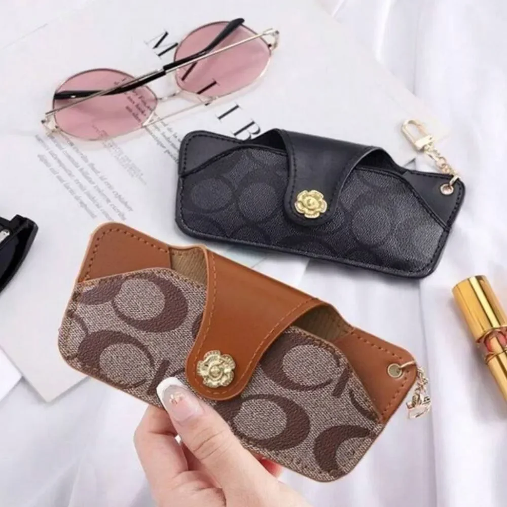 Retro Portable Sunglasses Case With Hook Fashion Accessories for Women